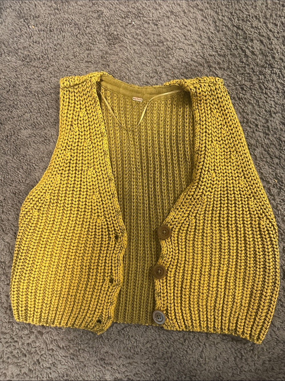 Mustard Yellow Chunky Knit Button-Front Women's Sweater Vest